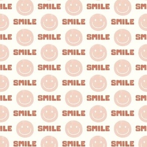 (small scale) Smile - Happy Face  Smiley - pink & terracotta - LAD22