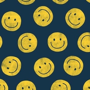 smiley faces - happy - yellow/navy - LAD22