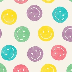 smiley faces - happy - blue/pink/purple - LAD22