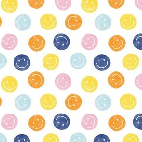 (small scale) smiley faces - happy - blue/pink/orange - LAD22