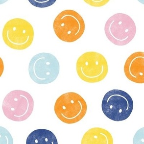 smiley faces - happy - blue/pink/orange - LAD22