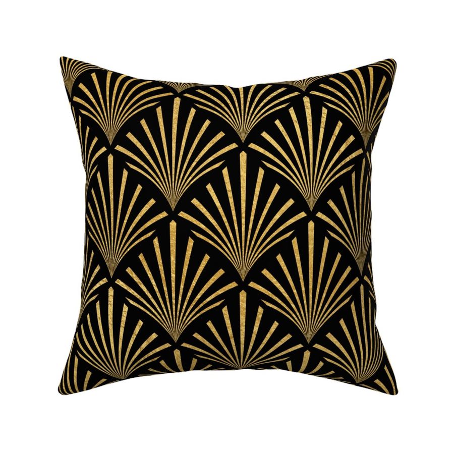 Antique Gold and Black  Art Deco Palm Fans