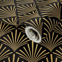 Antique Gold and Black  Art Deco Palm Fans