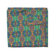 Saturated colour boho ethnic geometric kaleidoscope of colours mint green, ouroles