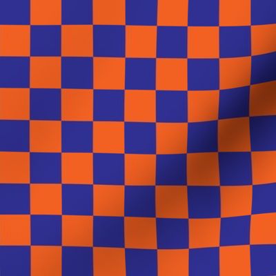 Checkered Orange and Indigo Blue, Check Pattern Checkered Pattern, Retro Squares