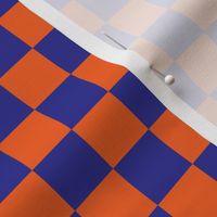 Checkered Orange and Indigo Blue, Check Pattern Checkered Pattern, Retro Squares