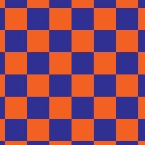 Checkered Orange and Indigo Blue, Check Pattern Checkered Pattern, Retro Squares