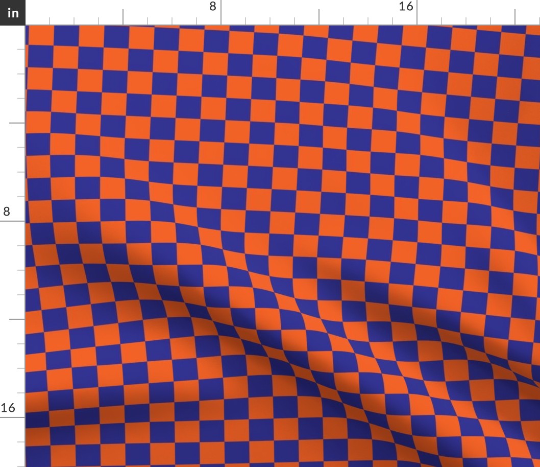 Checkered Orange and Indigo Blue, Check Pattern Checkered Pattern, Retro Squares