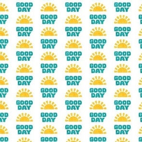 (small scale) Good Day Sunshine - yellow & teal /white  - LAD22