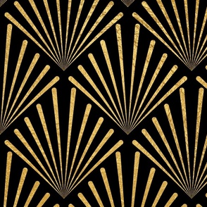  Antique Gold and Black Jumbo Art Deco Palm Fronds