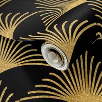 Antique Gold and Black Jumbo Art Deco Palm Leaves