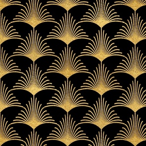 Antique Gold and Black Art Deco Palm Leaves