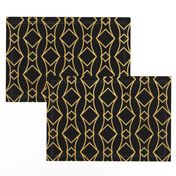 Antique Gold and Black Art Deco Jumbo Geometric Linking Squares