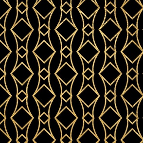 Antique Gold and Black Art Deco Jumbo Geometric Linking Squares