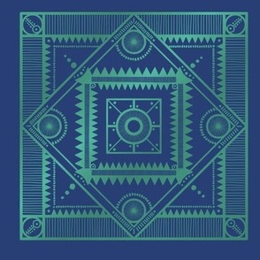 Abstracts Tribal 1 Green Blue Shutterfly Photo Tile