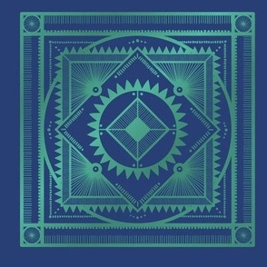 Abstracts Tribal 2 Green Blue Shutterfly Photo Tile