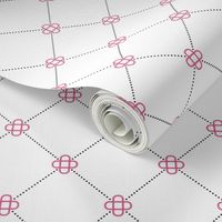 Rounded Solomon's Knot with dotted trellis - Pink and Graphite on white (unprinted) background