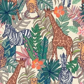 Animals in Jungle retro