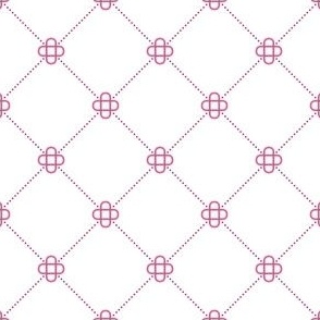 Rounded Solomon's Knot with dotted trellis - Medium and Dark Pink on white (unprinted) background