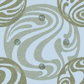Swirly art nouveau planet polkadot design