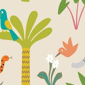 Joyful Jungle - Multi on cream by Cecca Designs - large scale