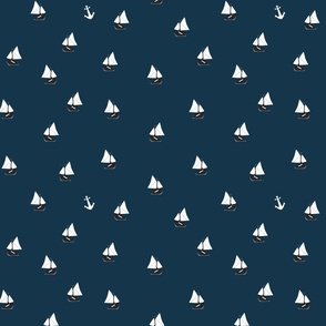 Little sailing Ships on Dark blue