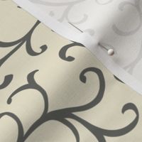 Sandstone Beige with Black Mountain Flourish - medium scale