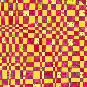 checkerboard grid yellow and red