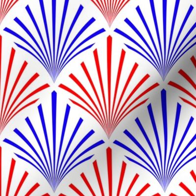 Red White and Blue USA Jumbo Art Deco Palm Fans