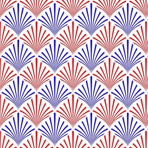 Red White and Blue USA Jumbo Art Deco Palm Fans