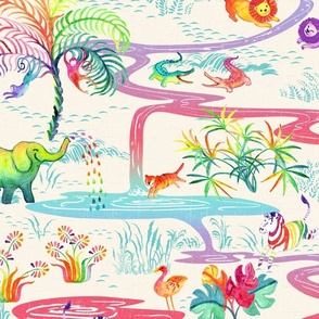 Joyful Jungle Animals- Bright watercolor fun animals :)