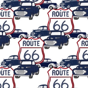 12 X 12 Navy Blue Trucks with Route 66