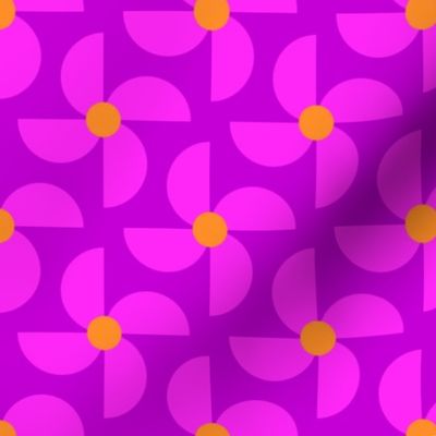 Geometric Windmill Flowers - Purple