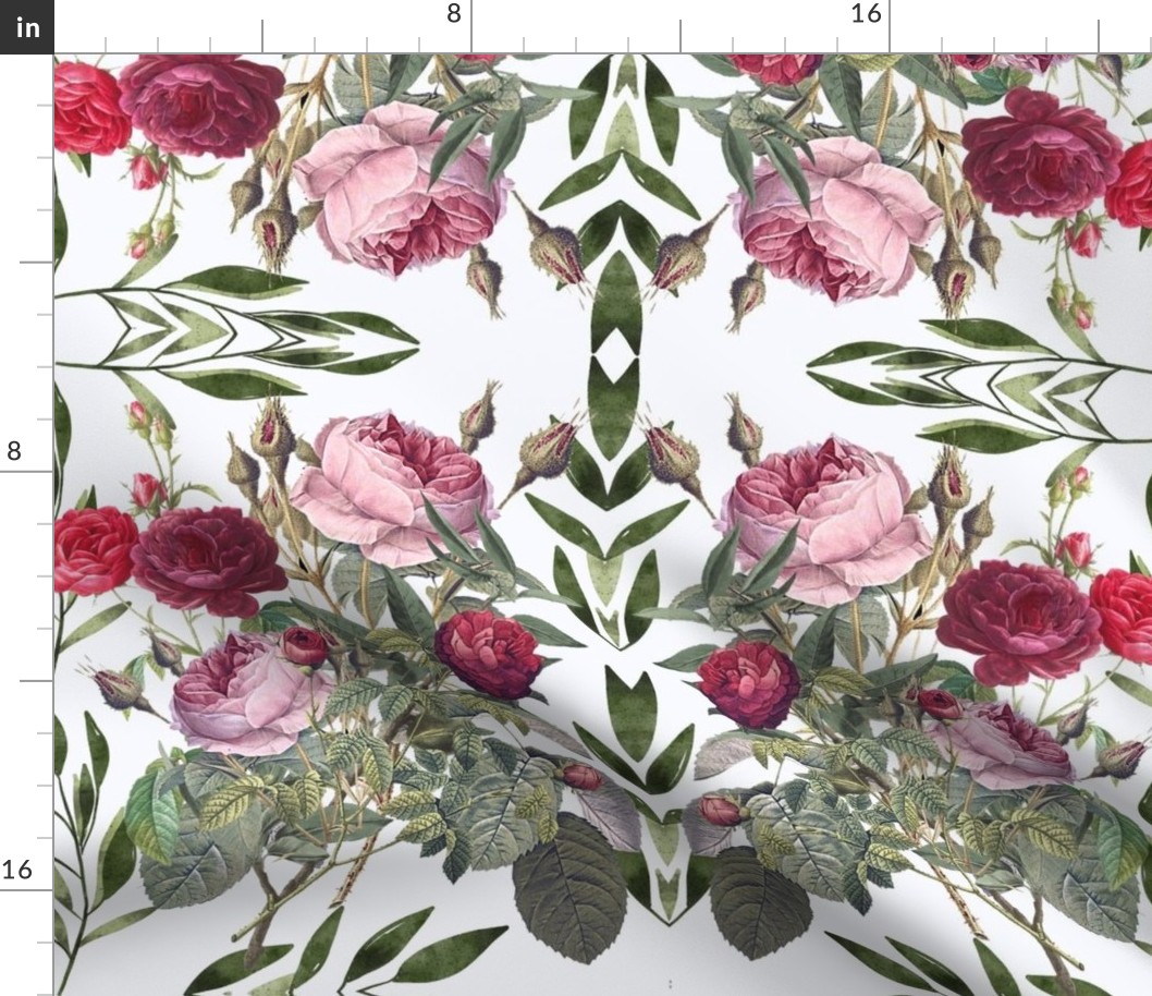 Redoute Roses on white marble