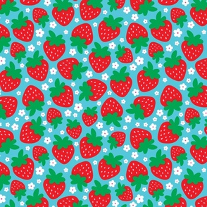 strawberry flower mix on blue large