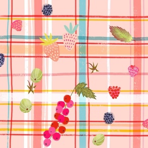 summer berries picnic plaid // large scale