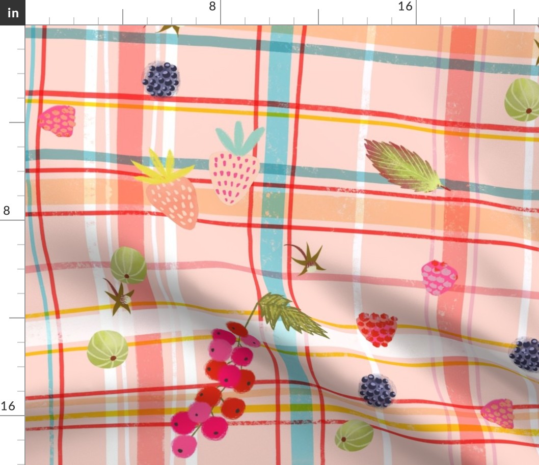 summer berries picnic plaid // large scale