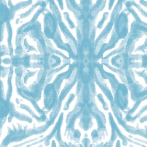 tropical watercolour tiger ikat tile - atoll blue linen