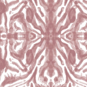 tropical watercolour tiger ikat tile - burnt mauve linen