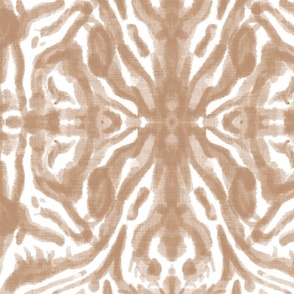 tropical watercolour tiger ikat tile - caramel brown linen