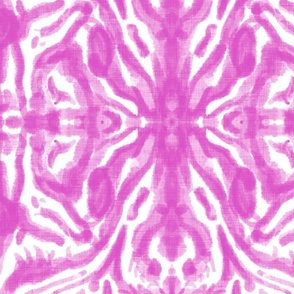 tropical watercolour tiger ikat tile - neon pink linen