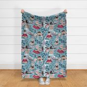 Large jumbo scale // Hygge sloth // pale blue and red 