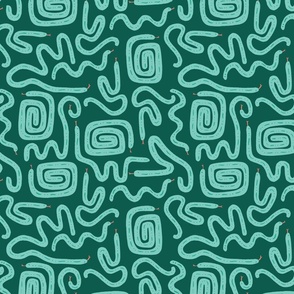 Big - Green Snakes geometric pattern design
