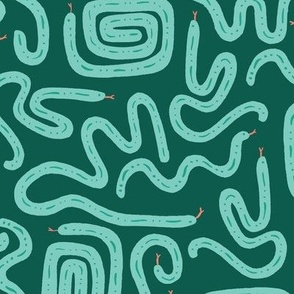 Large - Green Snakes geometric pattern design