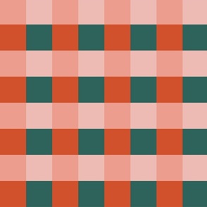 Pink, green and red gingham - checkered - plaid - Large scale