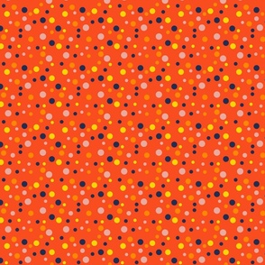 Random navy, yellow, pink and orange polka dots - Small scale