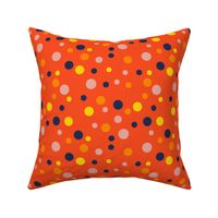 Random navy, yellow, pink and orange polka dots - Medium scale