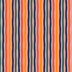 Navy, green, red and orange stripes