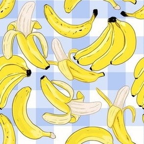 Big bananas - Blue gingham check