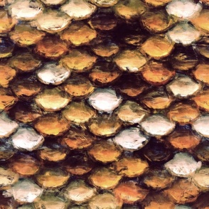 Painterly autumn orange & brown snake or fish scales